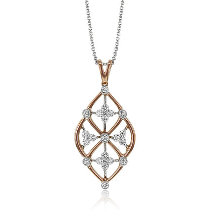 Trellis Pendant Necklace in 18k Gold with Diamonds - Simon G. Jewelry