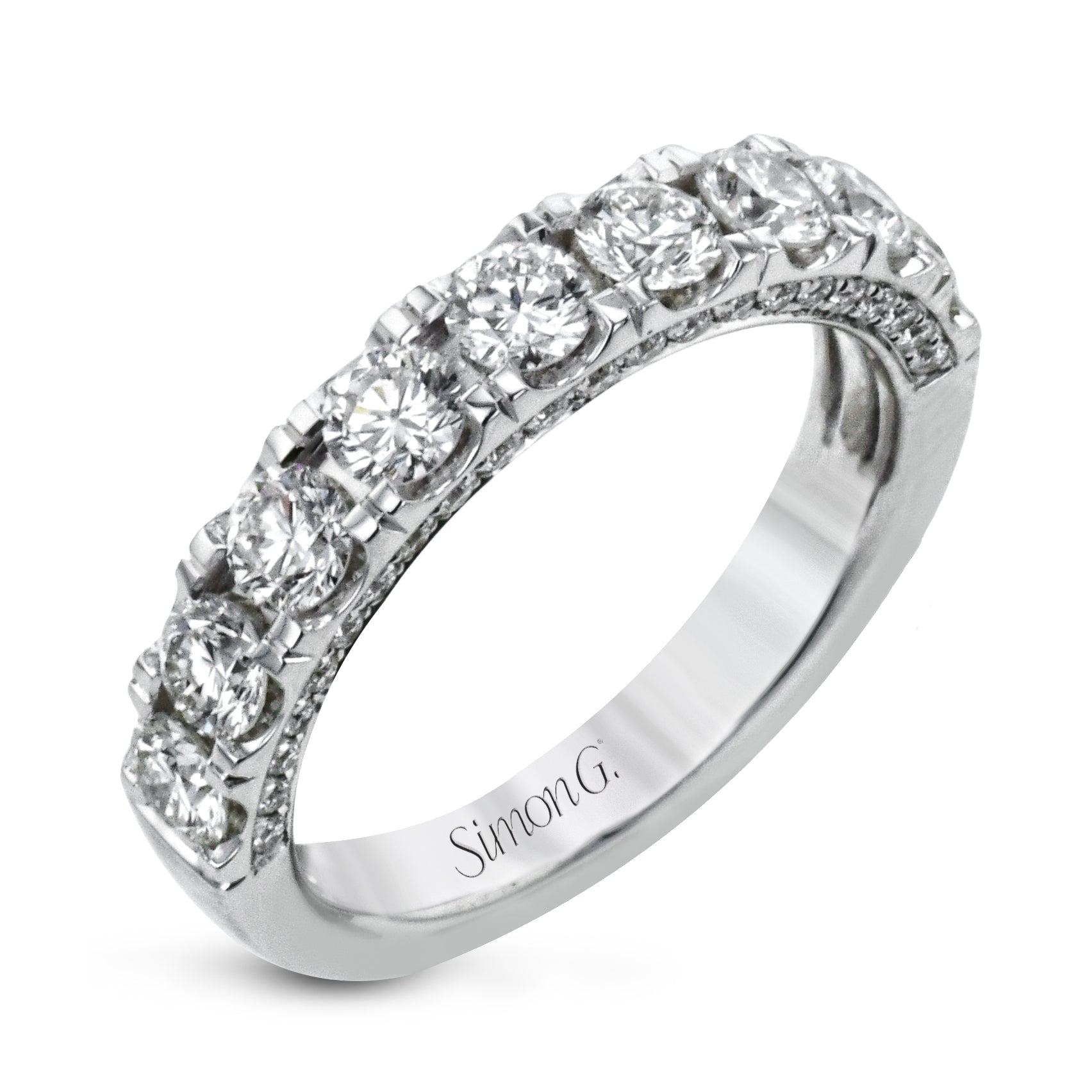 Wedding Band in 18k Gold with Diamonds - Simon G. Jewelry