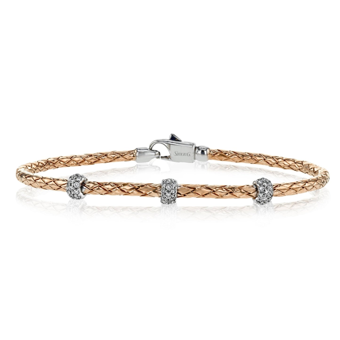 Woven Bracelet in 18k Gold with Diamonds - Simon G. Jewelry