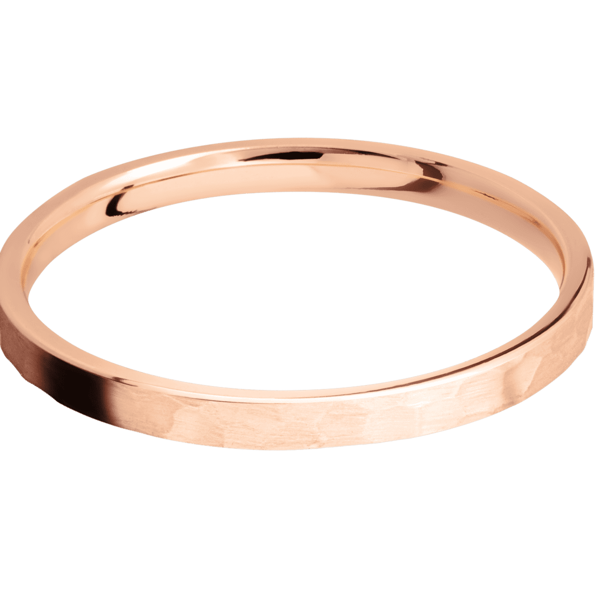 14K Rose Gold with Hammer Finish