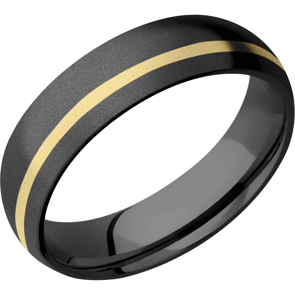 Zirconium with Bead , Bead Finish and 14K Yellow Gold Inlay