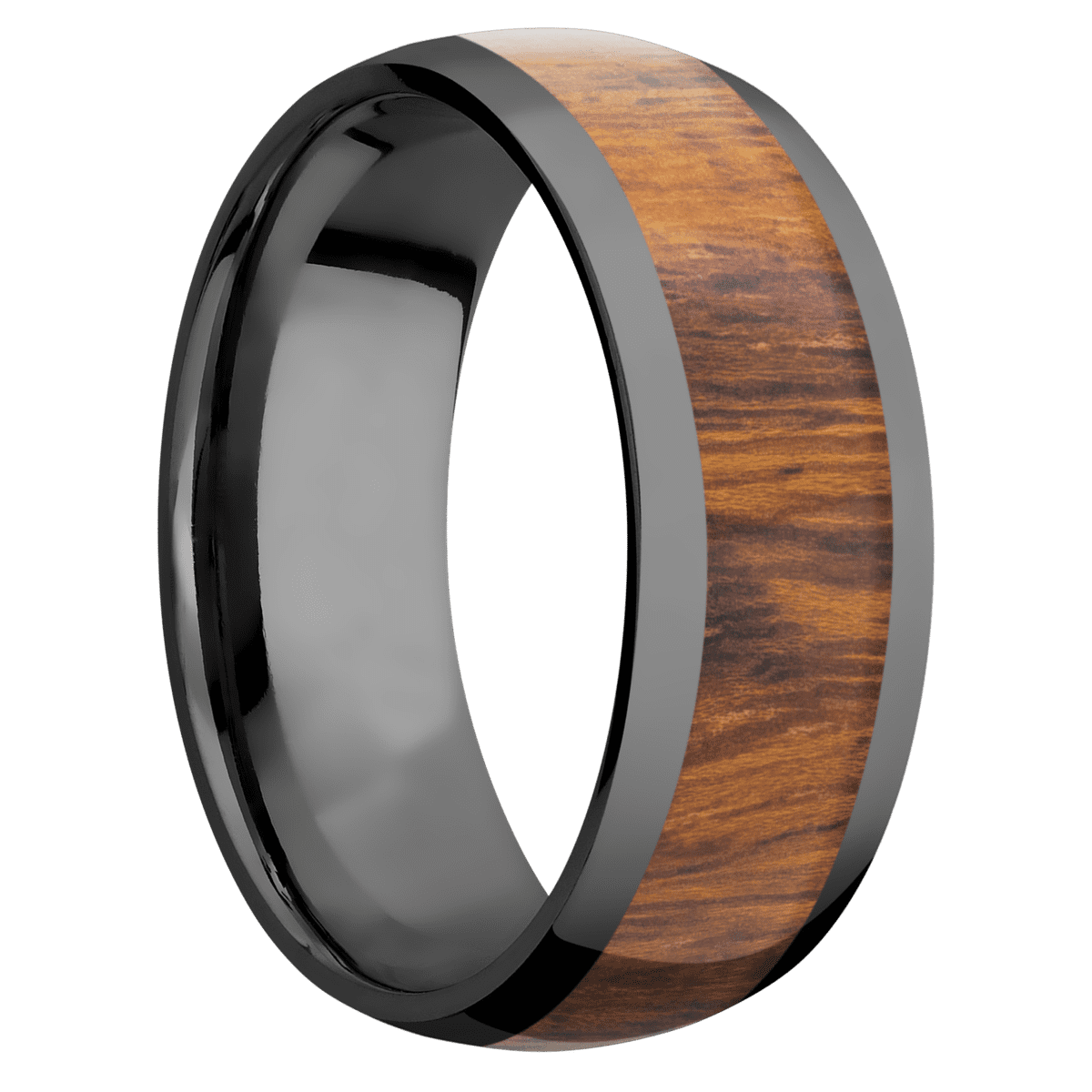 Zirconium with Polish Finish and Desert Iron Wood Inlay