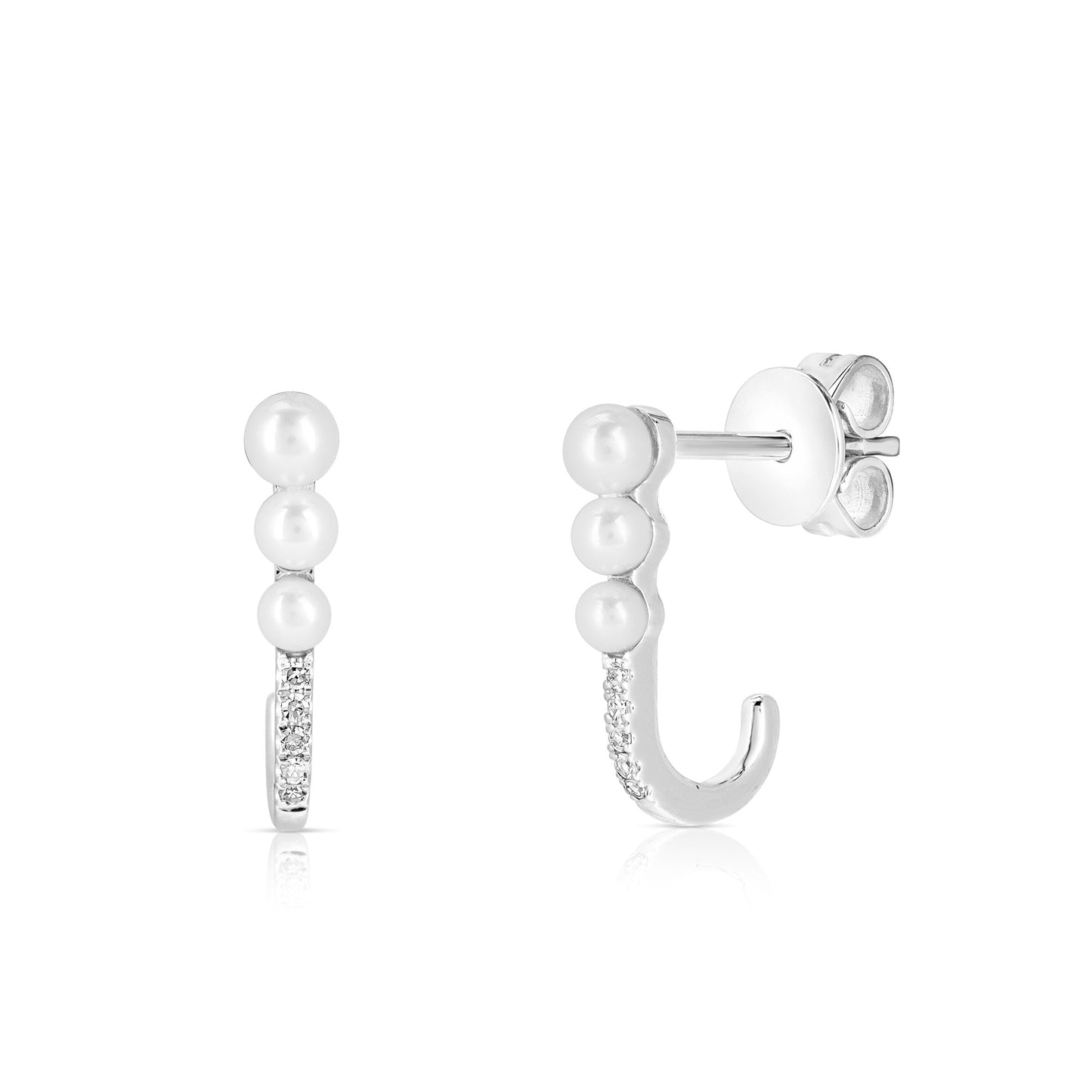 Pearl And Diamond Ear Hook Studs