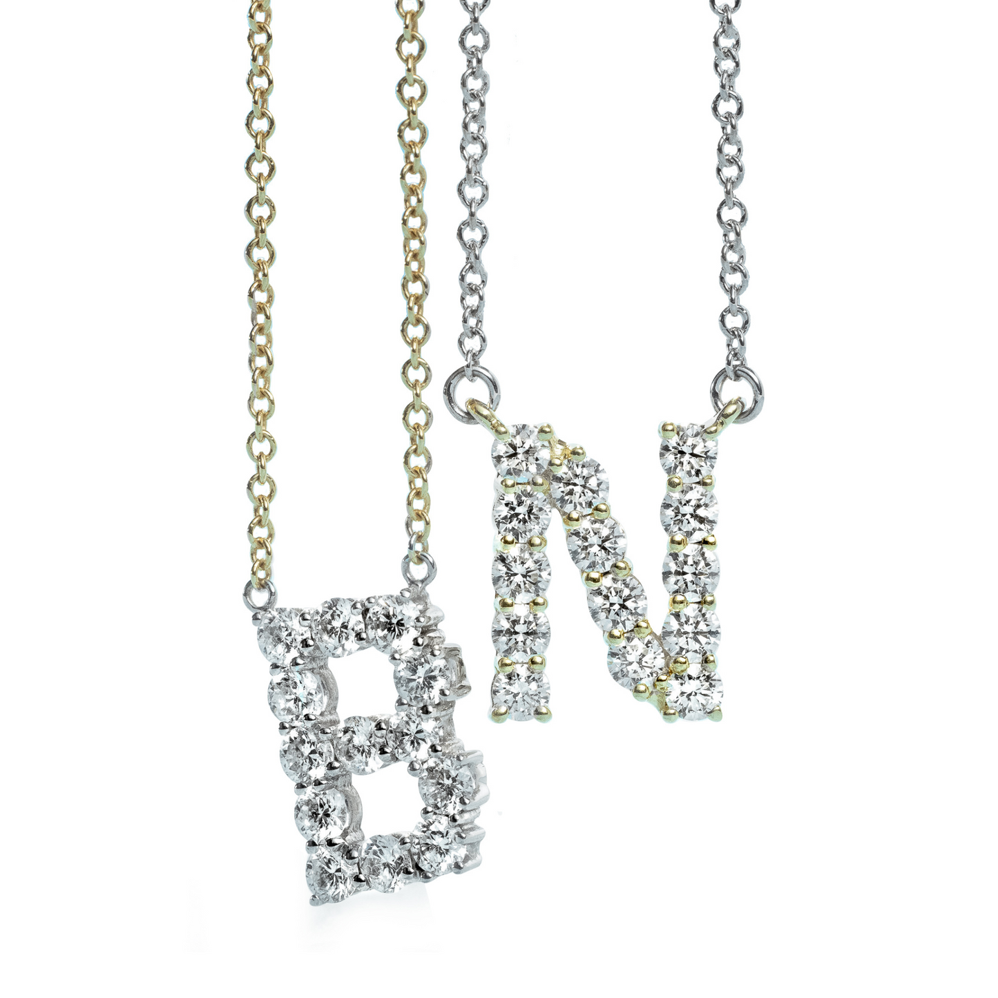 Personalized Initial Pendant Necklace in 18k Gold with Diamonds