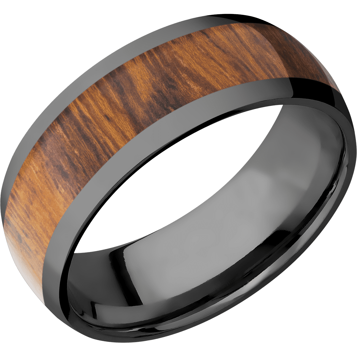 Zirconium with Polish Finish and Desert Iron Wood Inlay