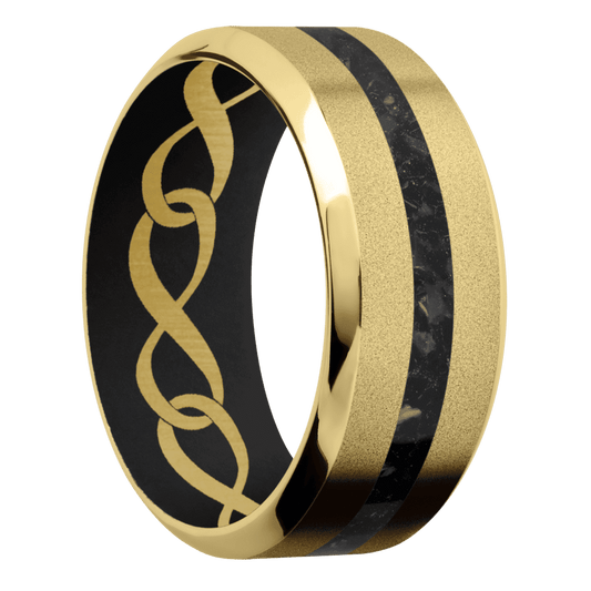 18K Yellow Gold + Sand , Polish Finish + Black